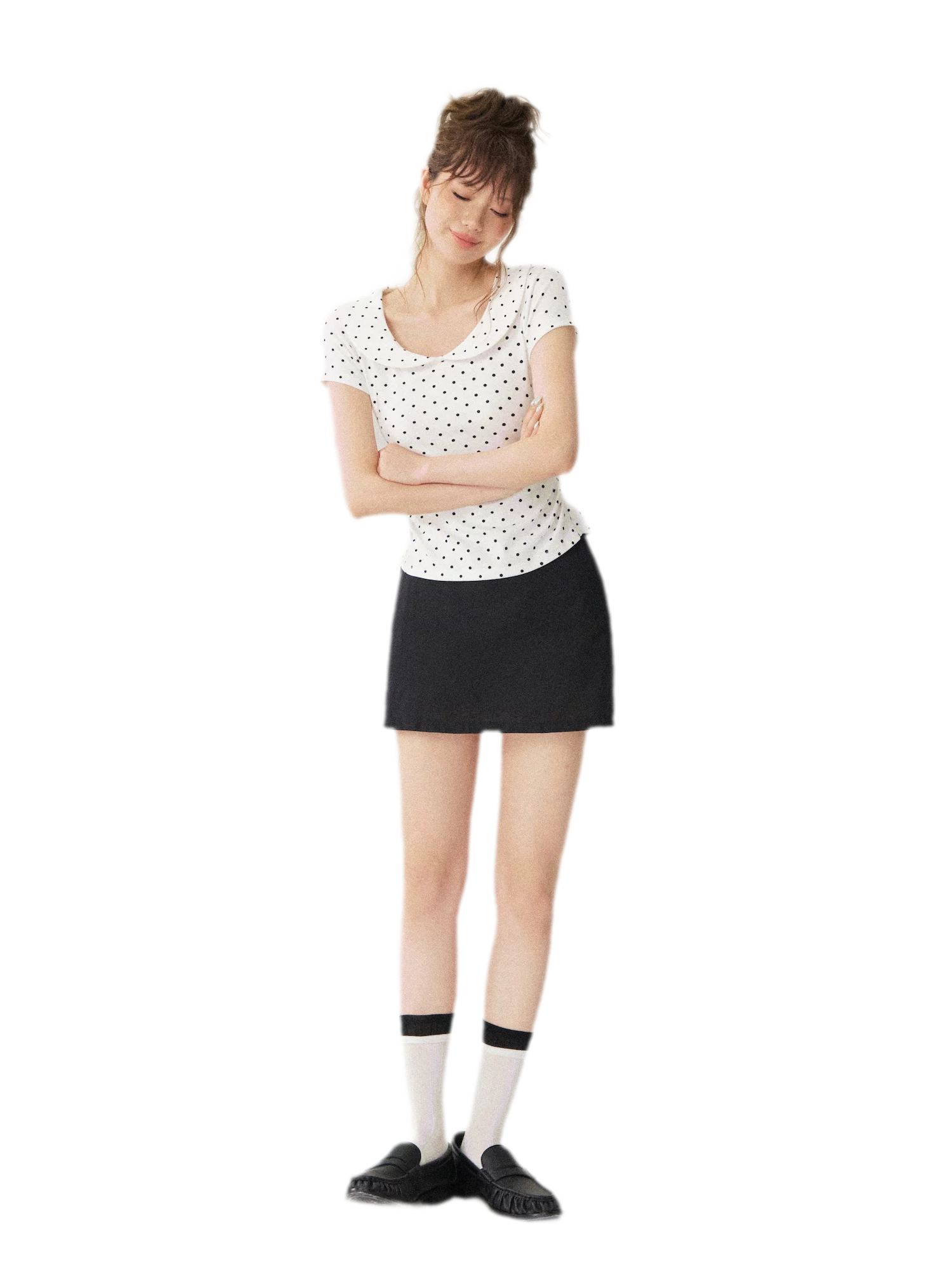 Polka Dot Puff Sleeve Top