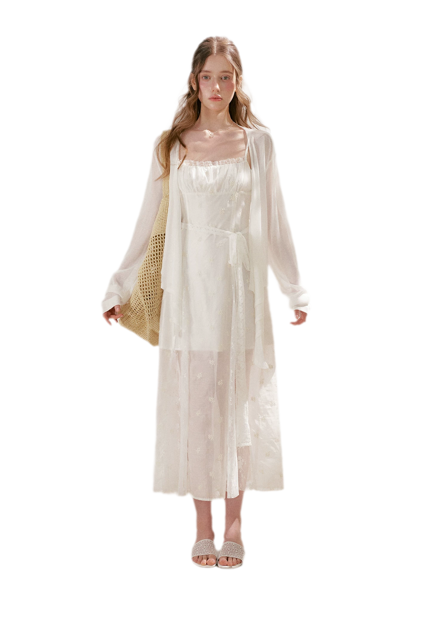 French Embroidered A-line Dress