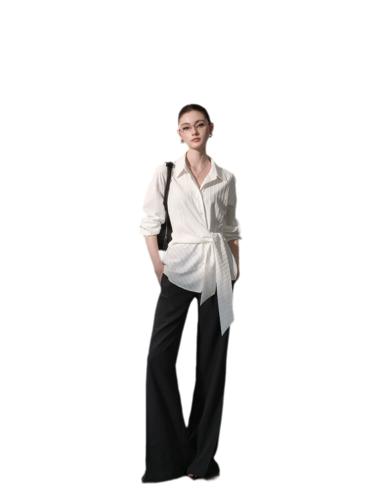 Vertical Striped Tie-Waist Shirt