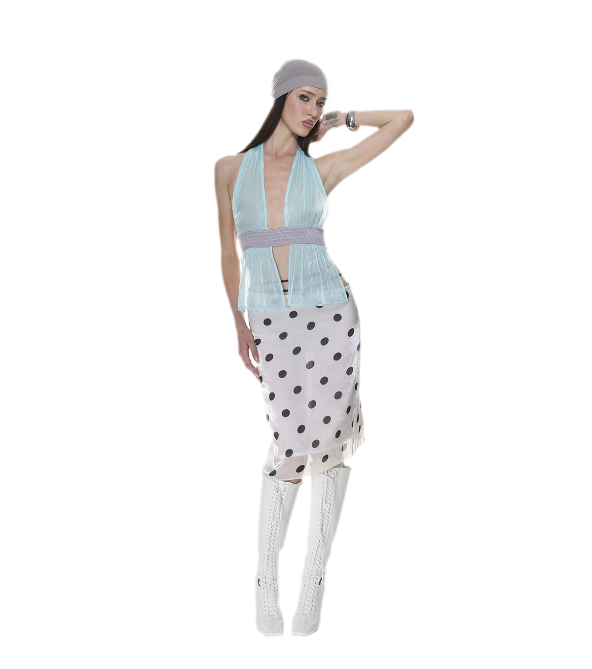 Mesh Halter Backless Top