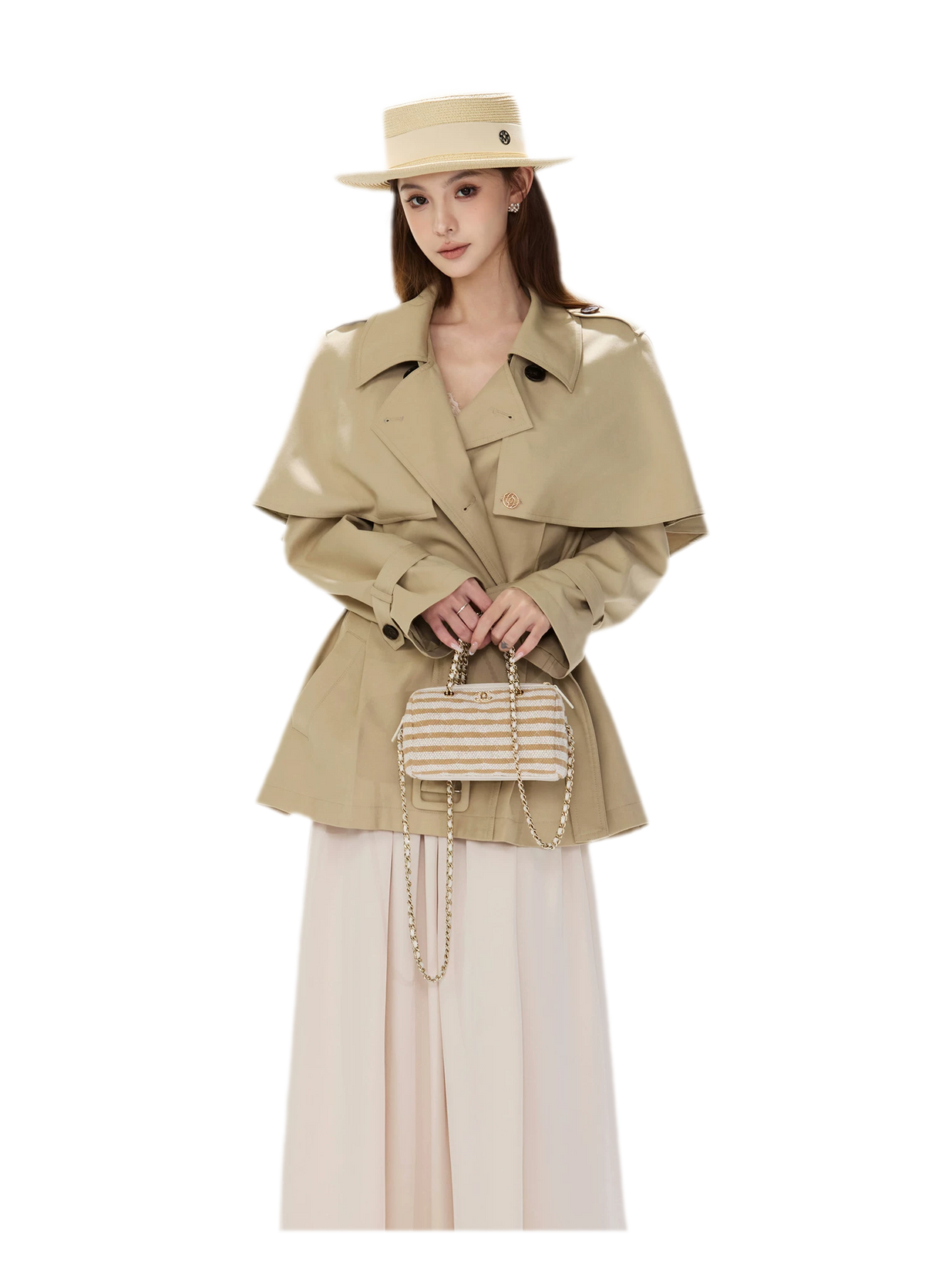 Áo khoác trench cape vải twill