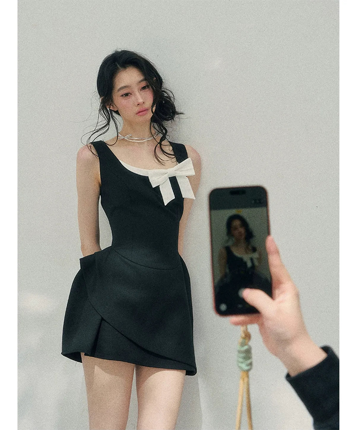 Sleek Bowknot Mini Dress