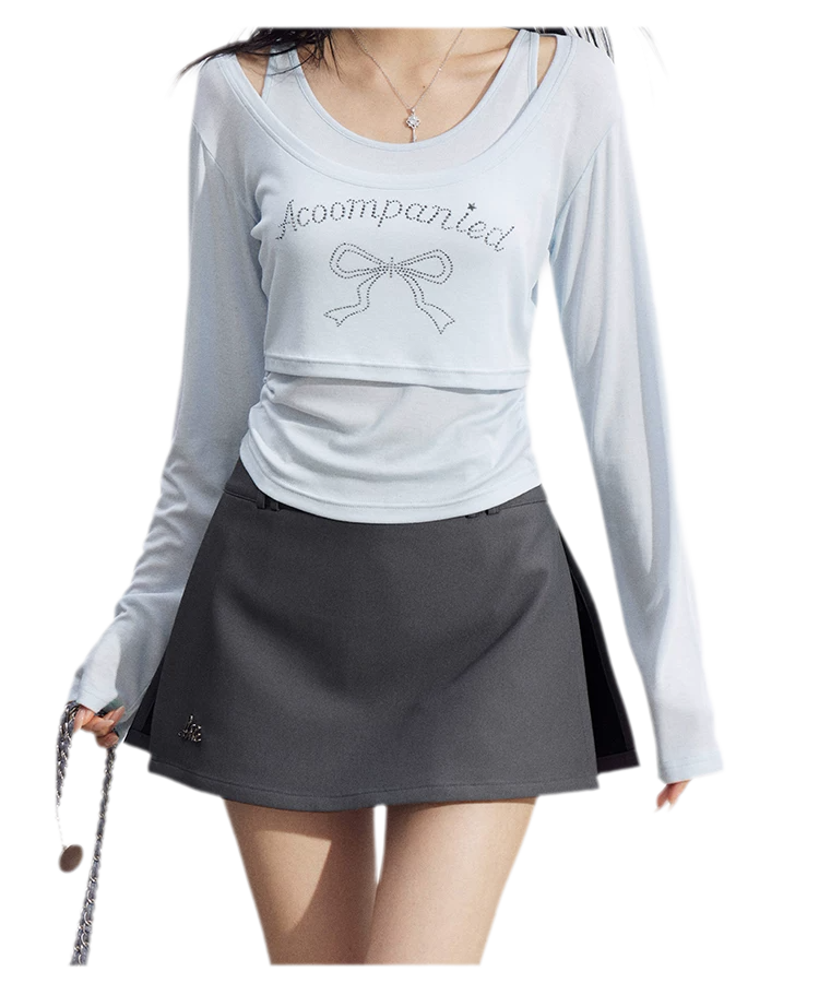 Bow Rhinestone T-Shirt Set