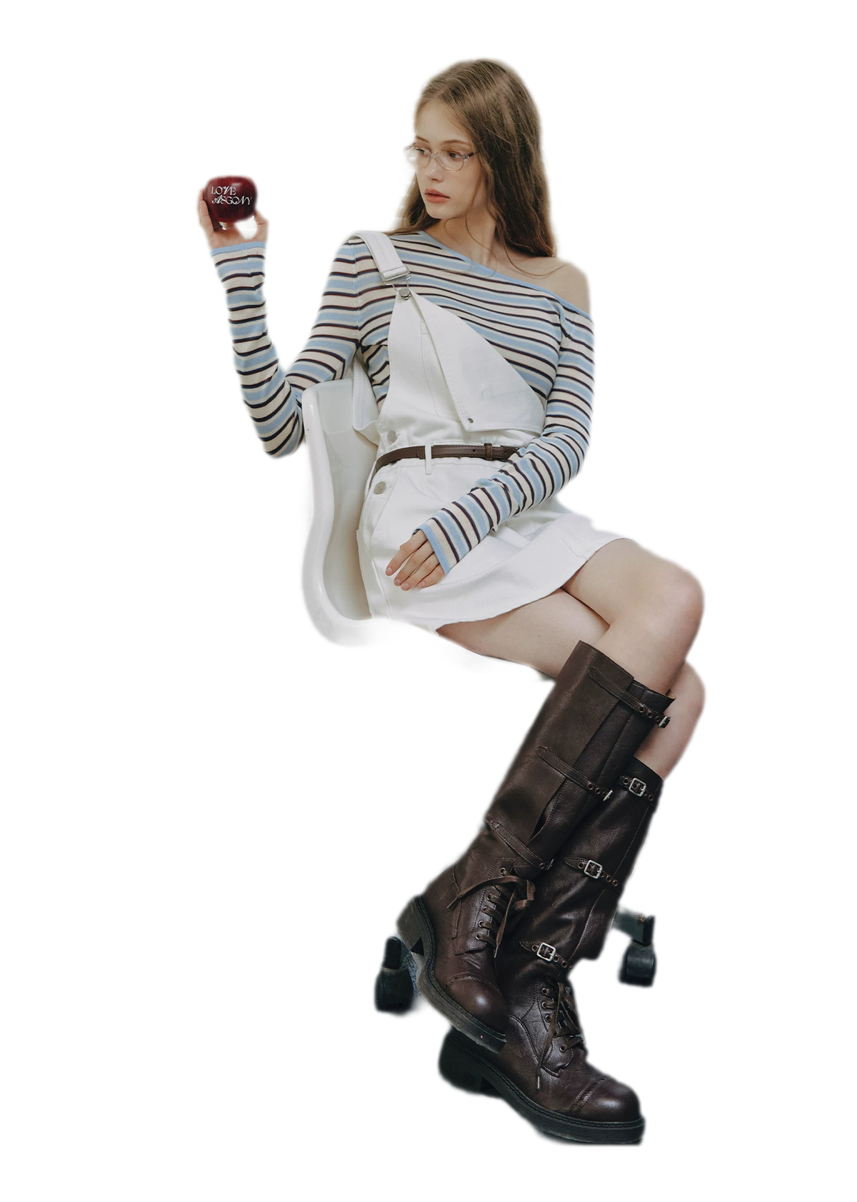 Cotton Denim Pinafore Mini Dress