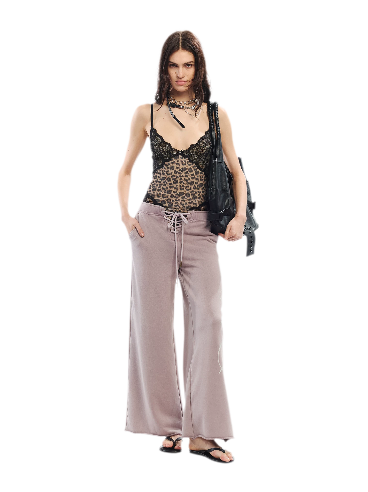 Vintage Letter Print Wide-Leg Pants
