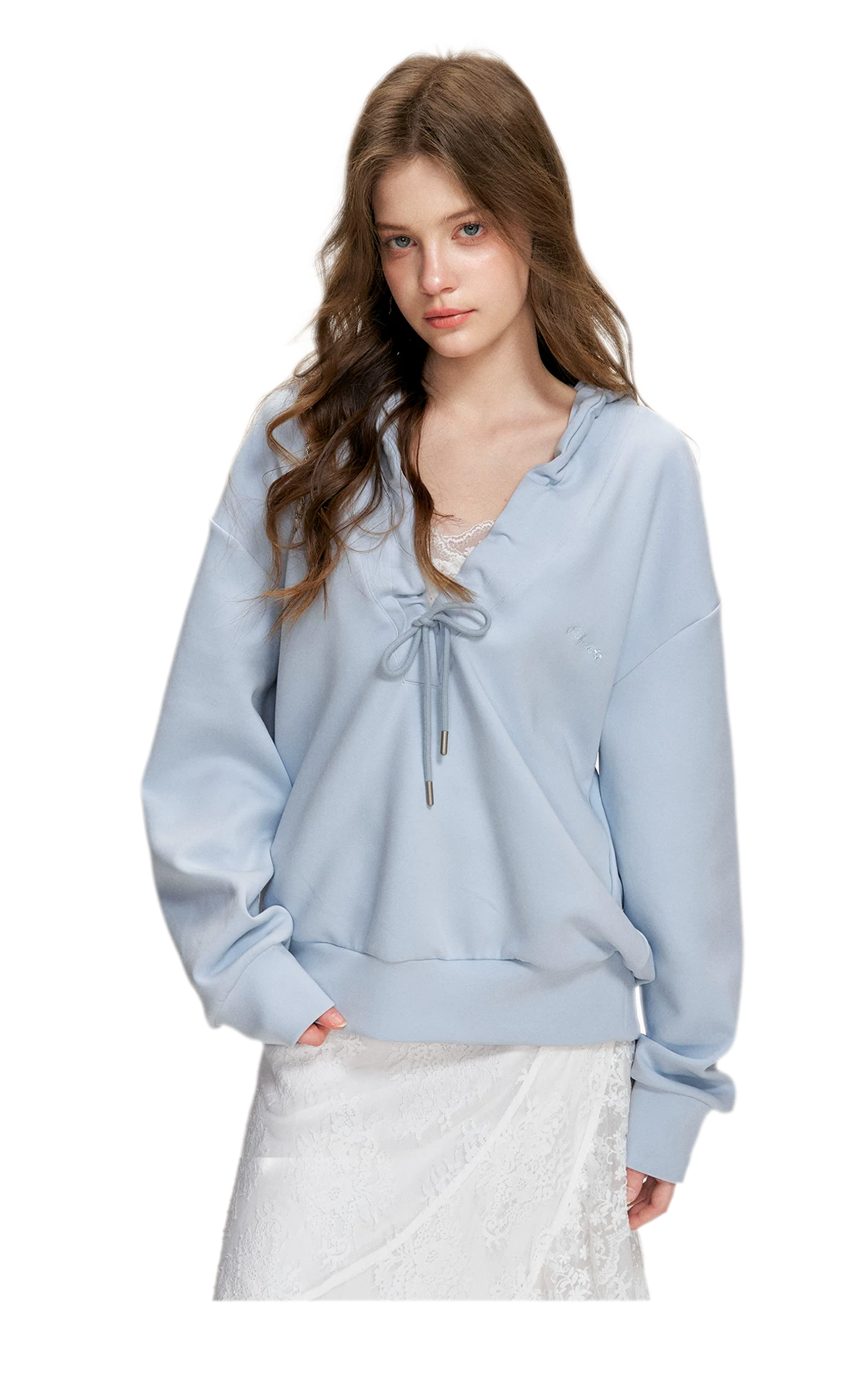Cotton-Feel Ruched Oversized Hoodie