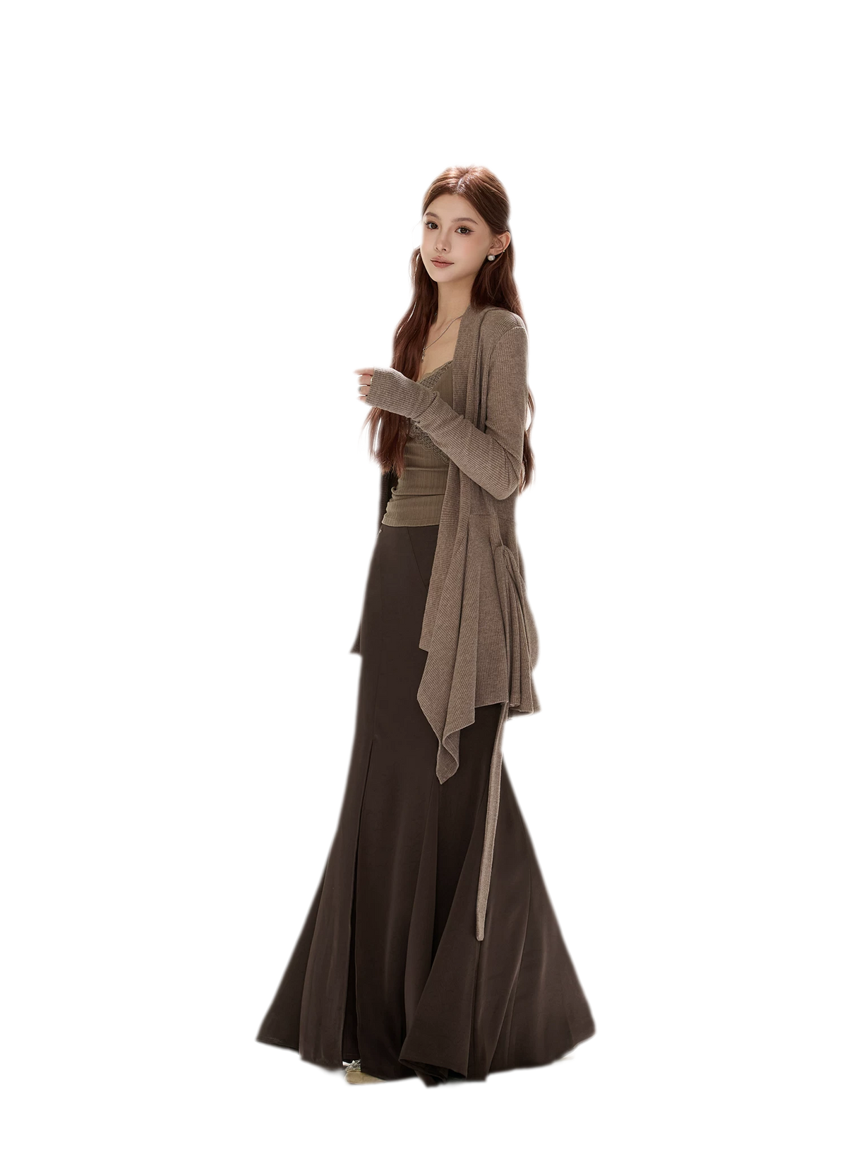 Matte Drape Irregular Hem Cardigan