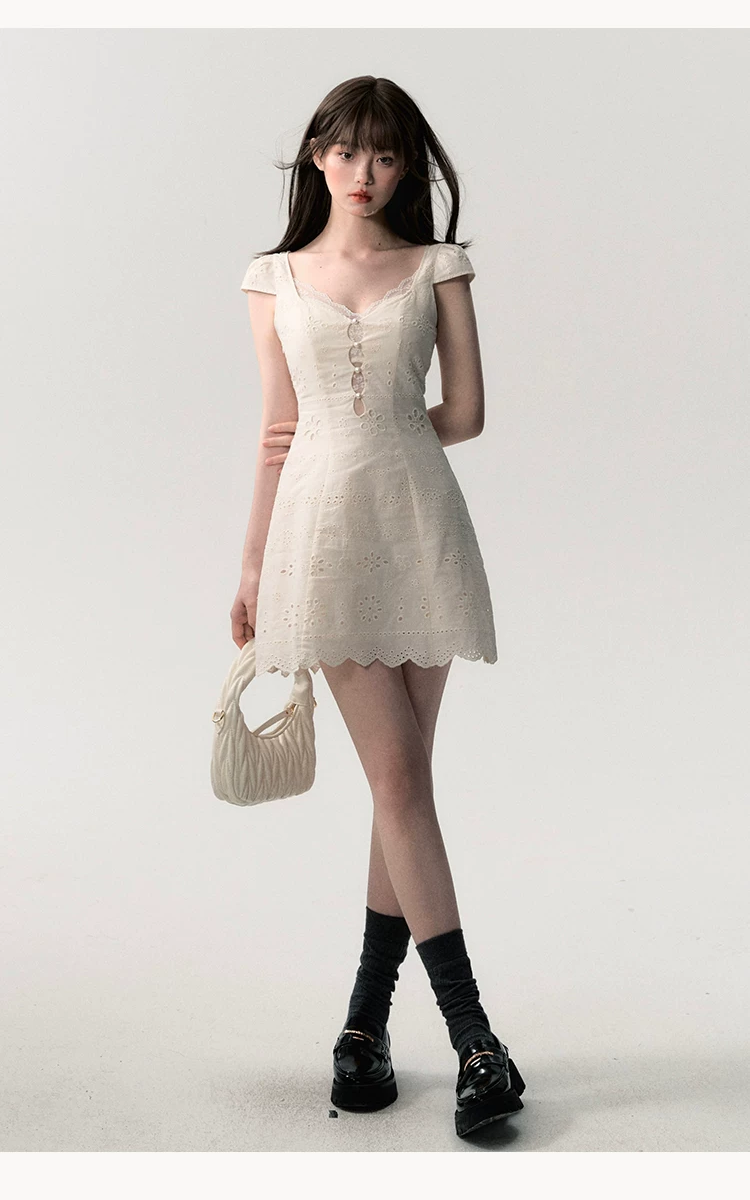 Broderie Lace Midi Dress