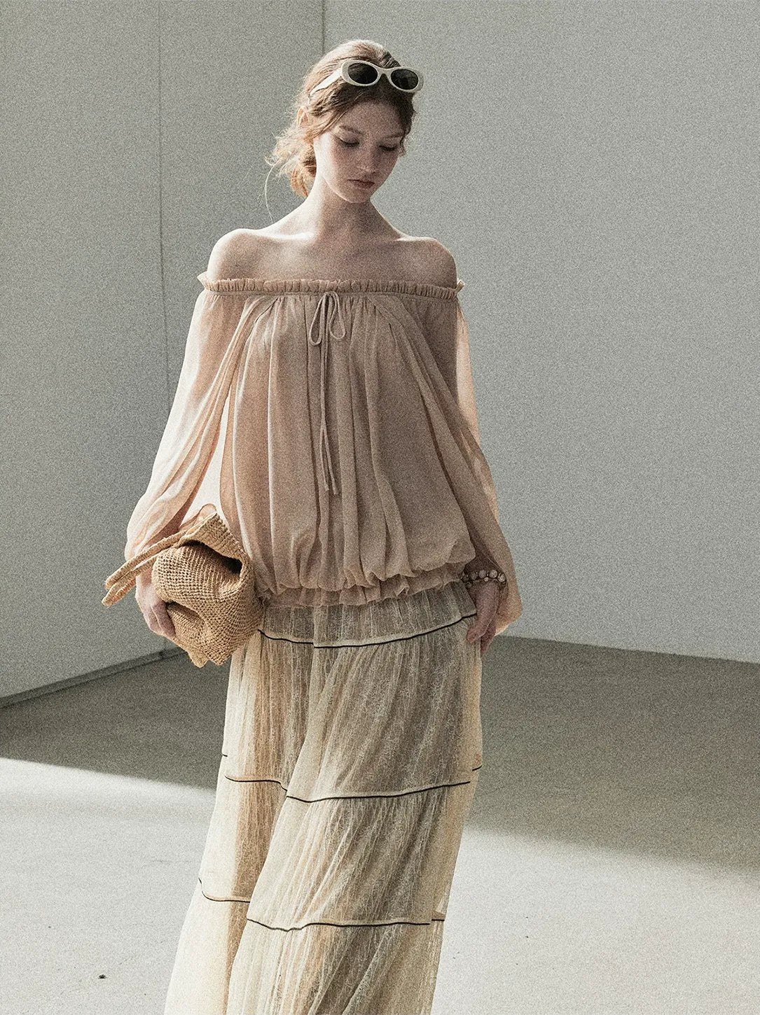 Crinkled Off-Shoulder Top