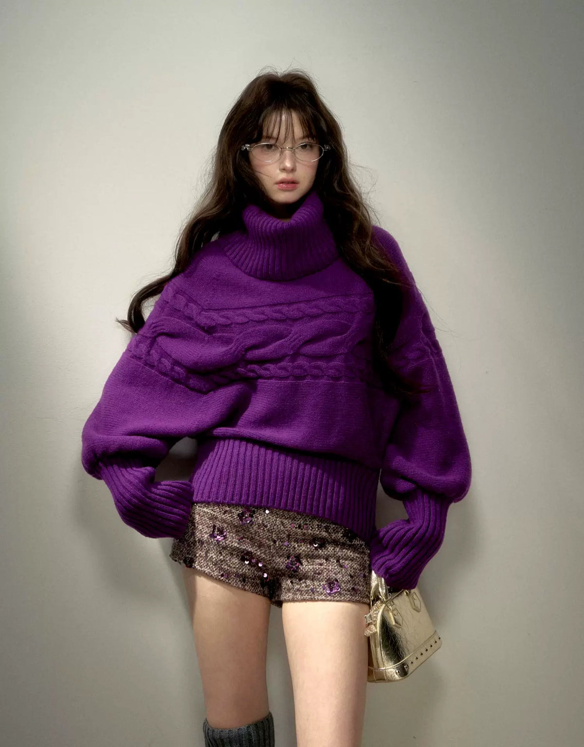 Sequin Bouclé Fitted Shorts