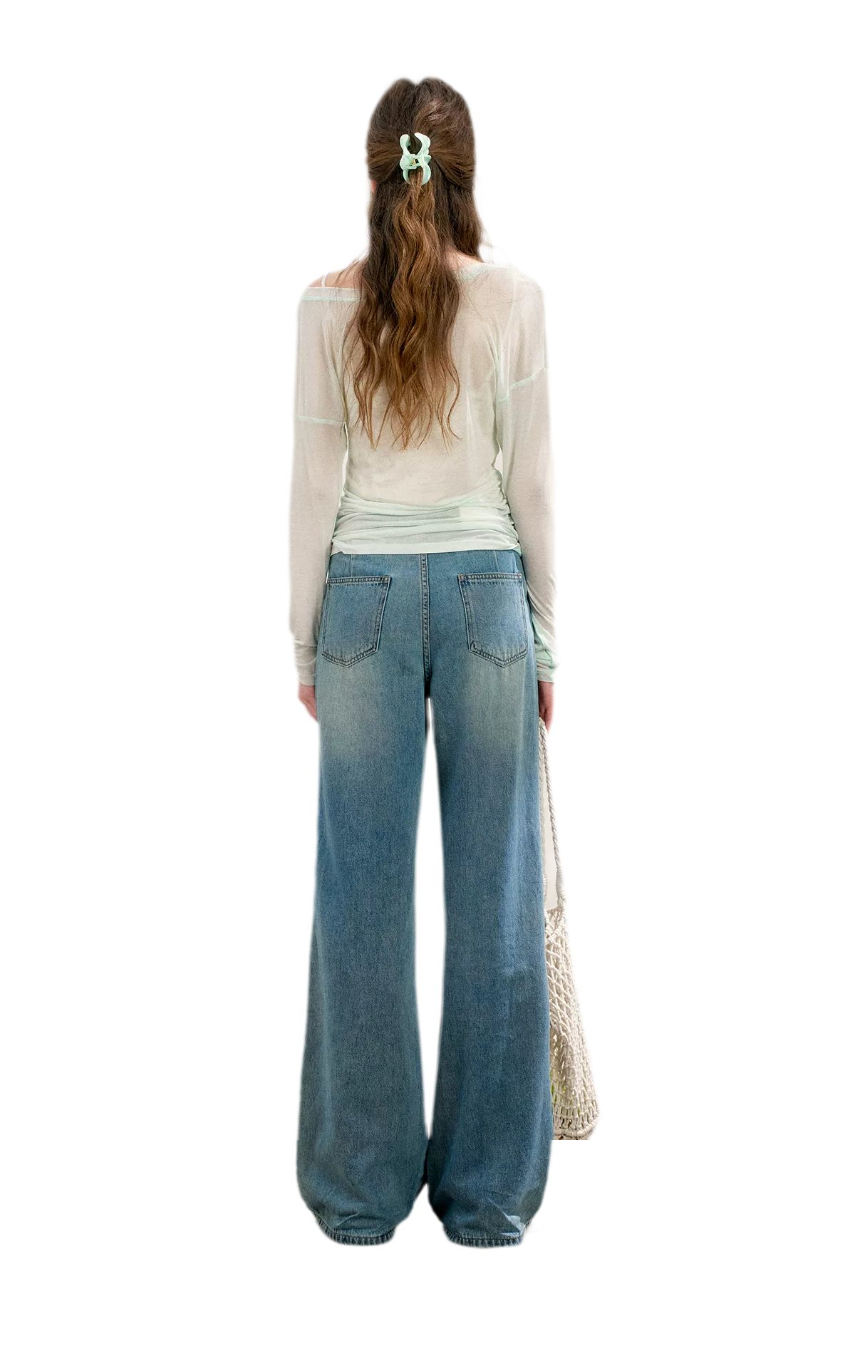 Soft Cotton Wide-Leg Jeans with Bow Detail