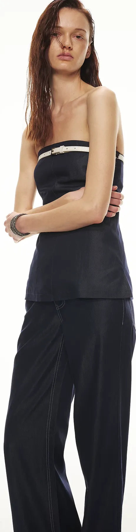 Soft Tencel Denim Fishtail Bustier Top & Pants