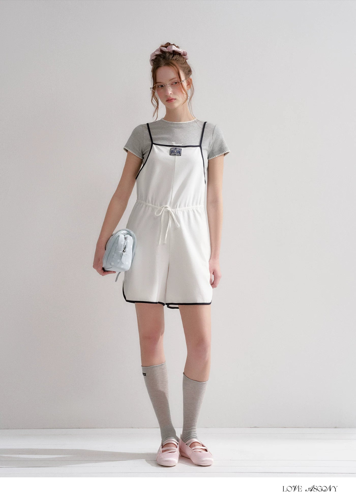 Contrast Piping Drawstring Waist Jumpsuit