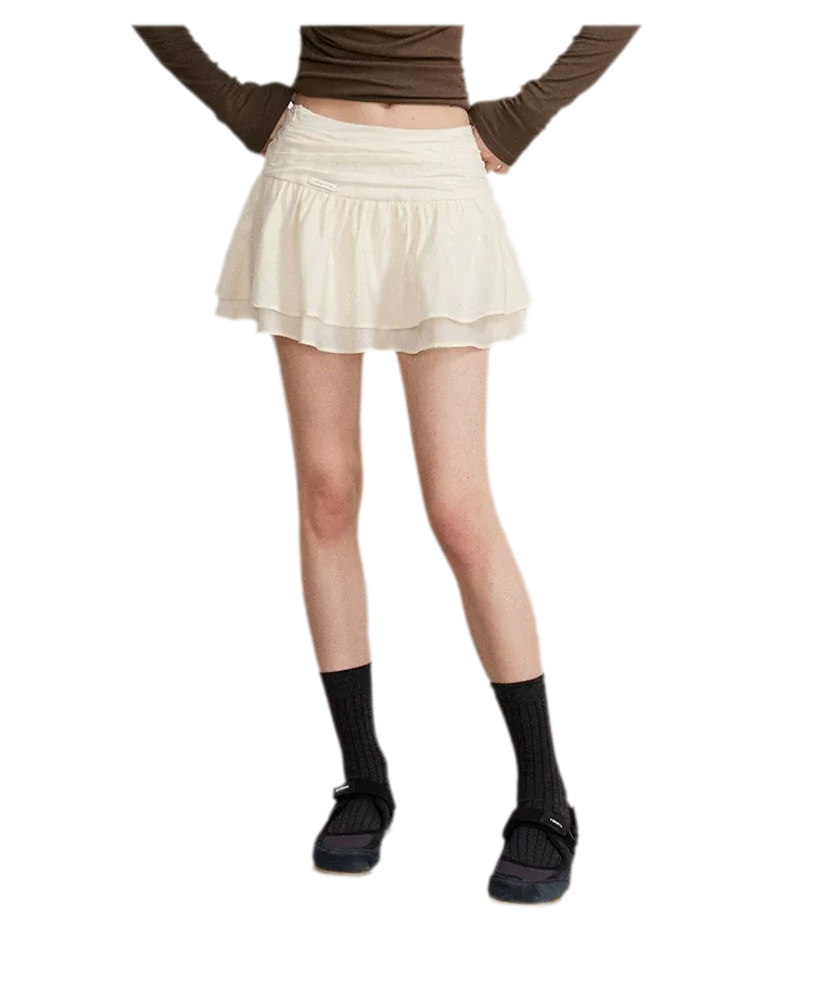 Pleated Ruffle A-Line Skirt