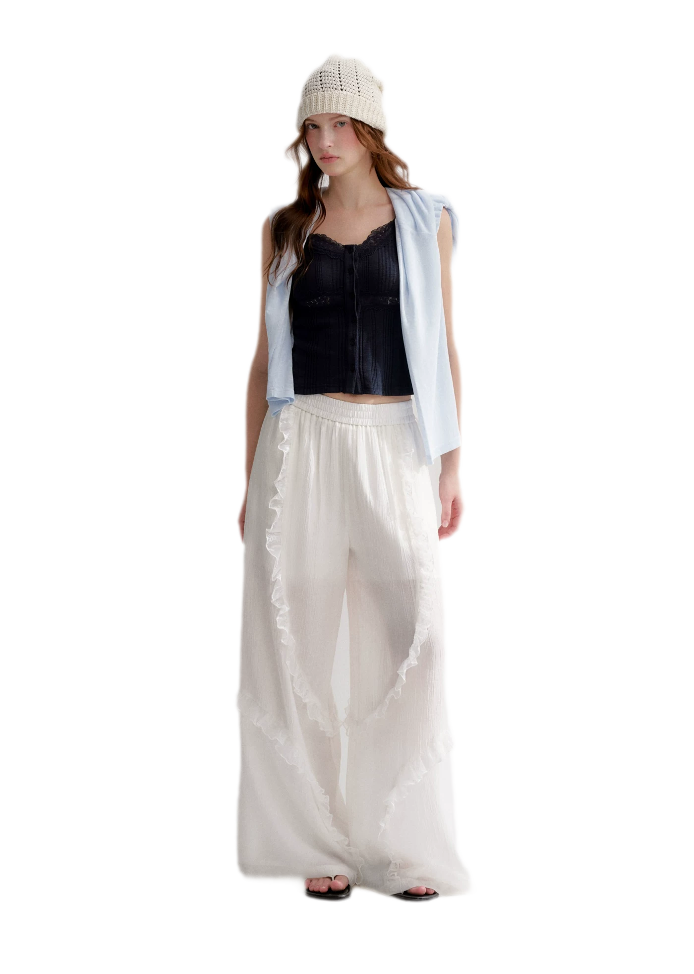 Lace Textured Wide Pants