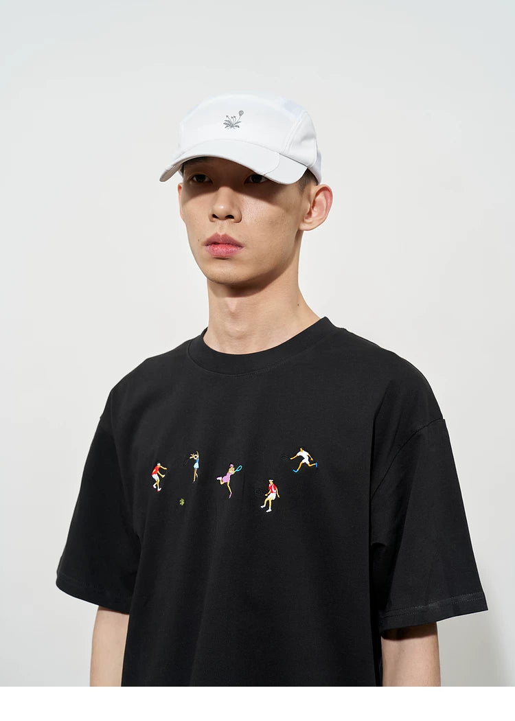 Hand Drawn Tennis Embroidery Tee