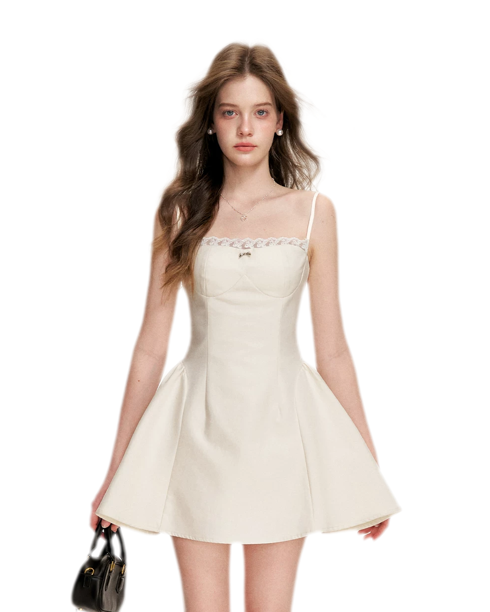 Lace-Trimmed A-Line Camisole Dress
