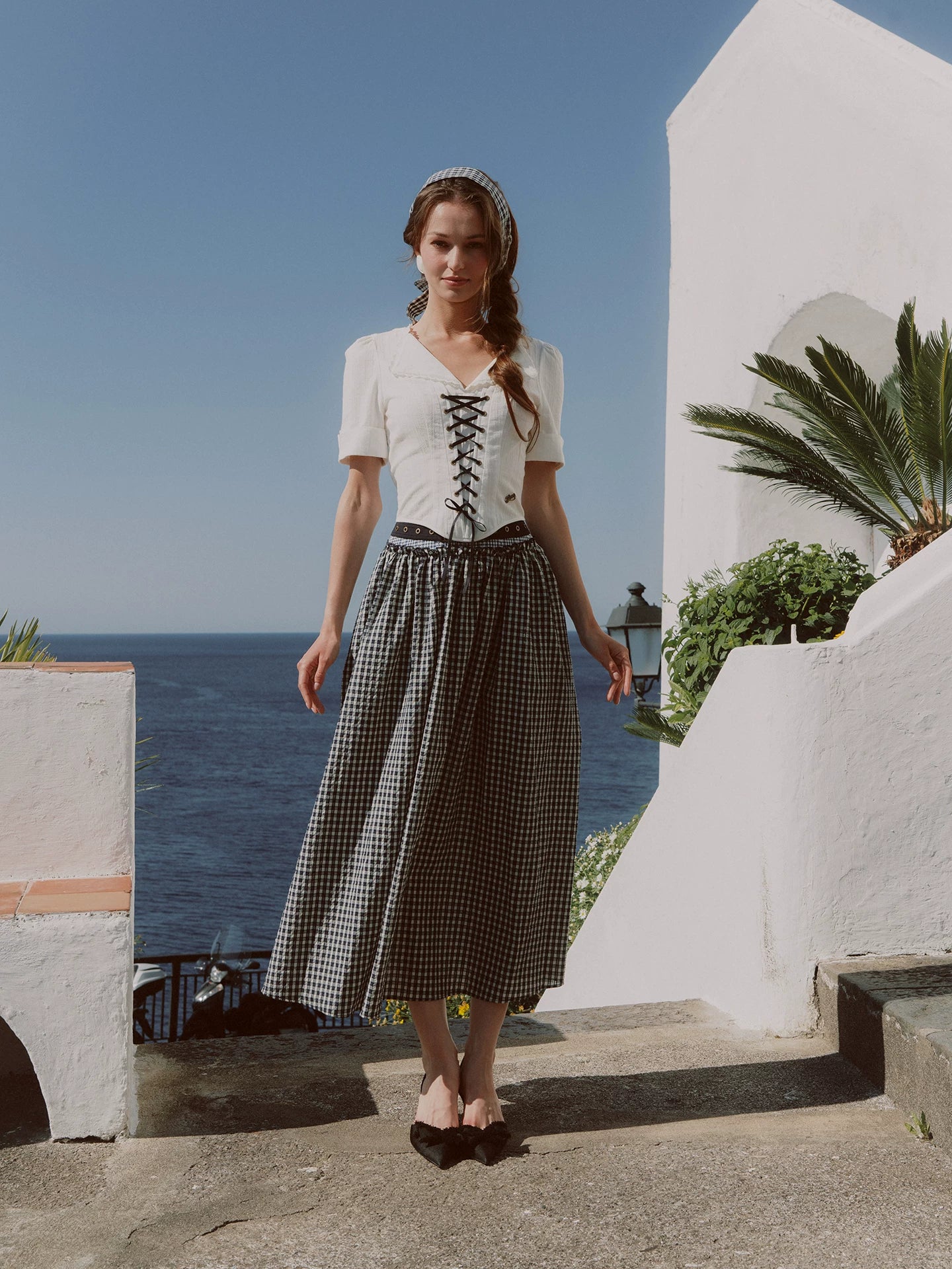 Jacquard Sailor Collar Skirt Set