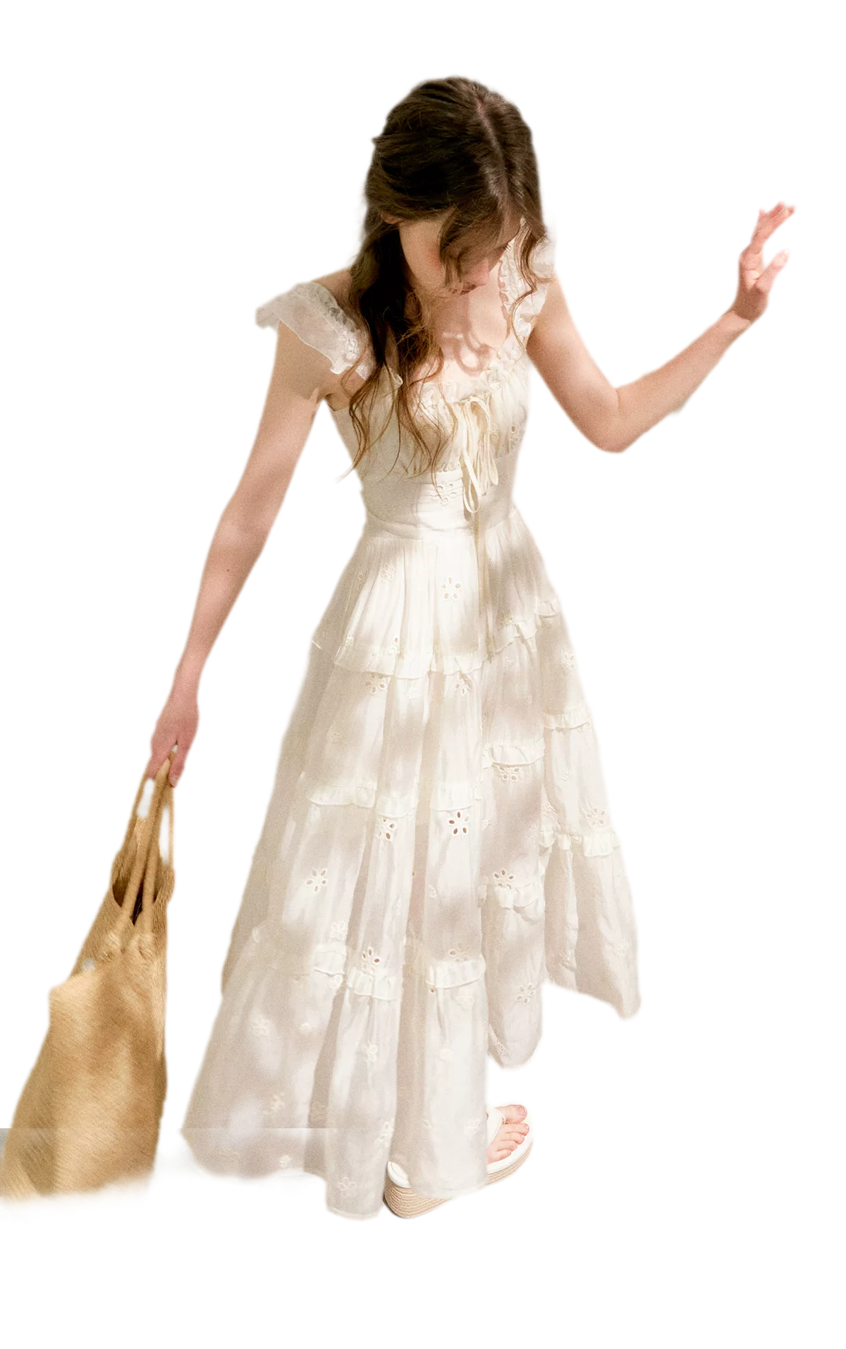 Embroidered Floral Tie-Waist Dress