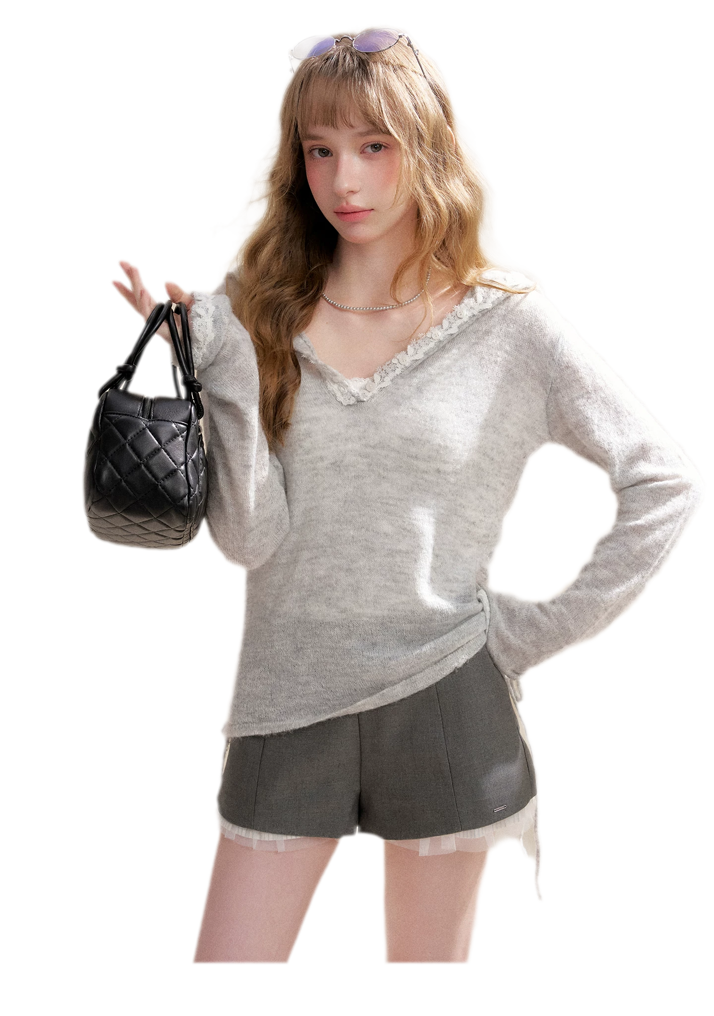 Lace Hood Knit Hoodie