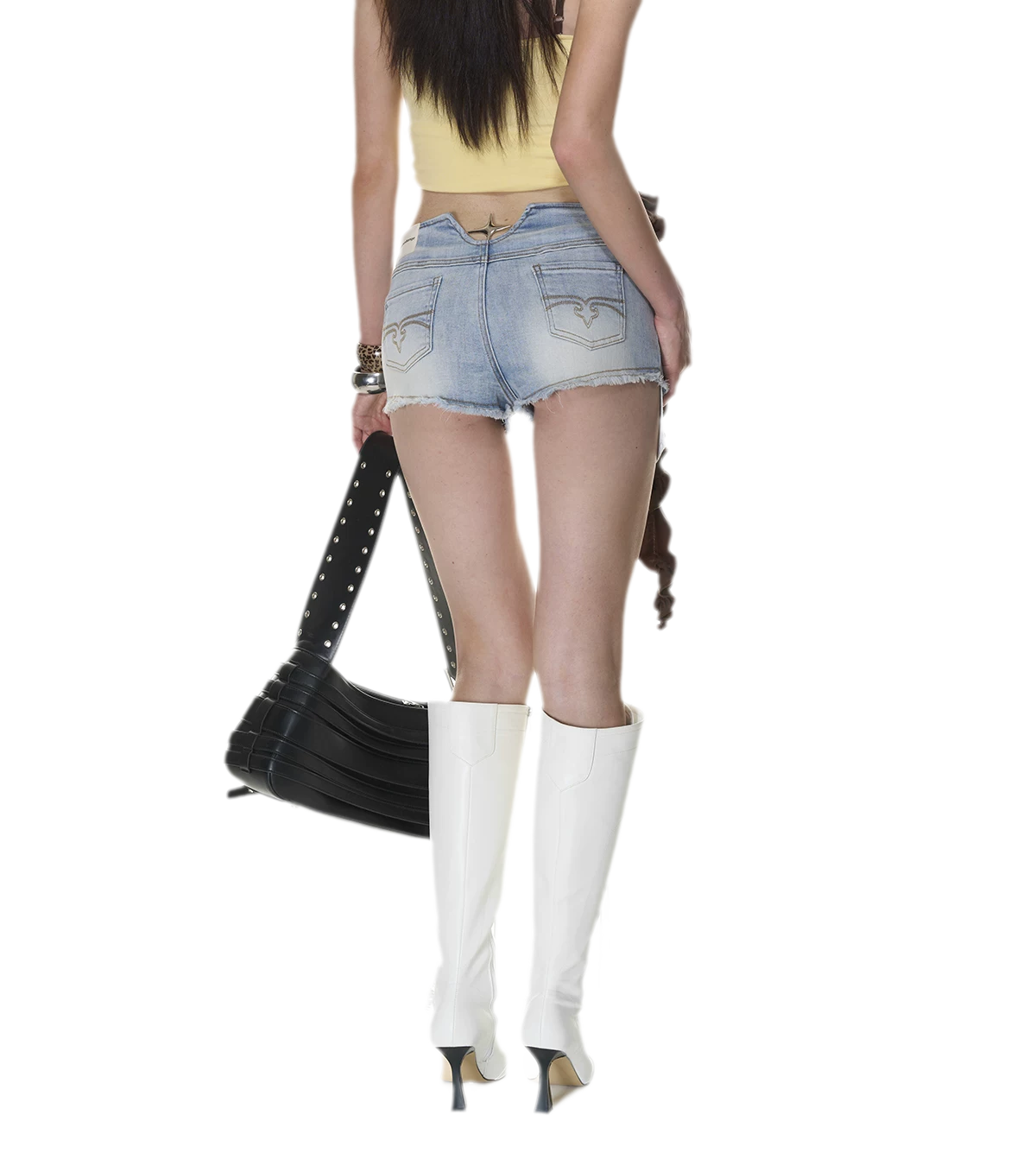 Washed Distressed Denim Shorts