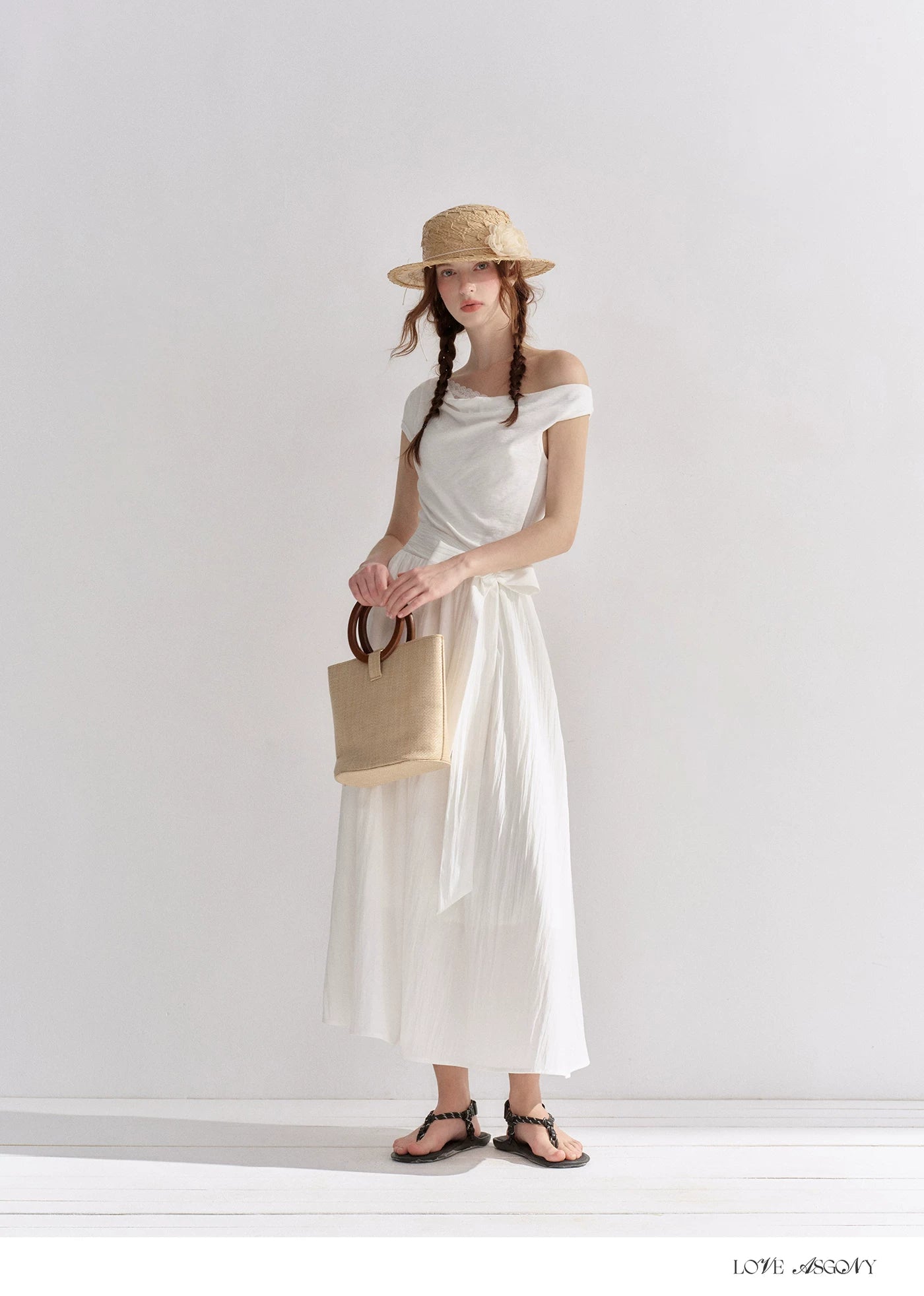 Lace-Trim Off-Shoulder Tie Dress