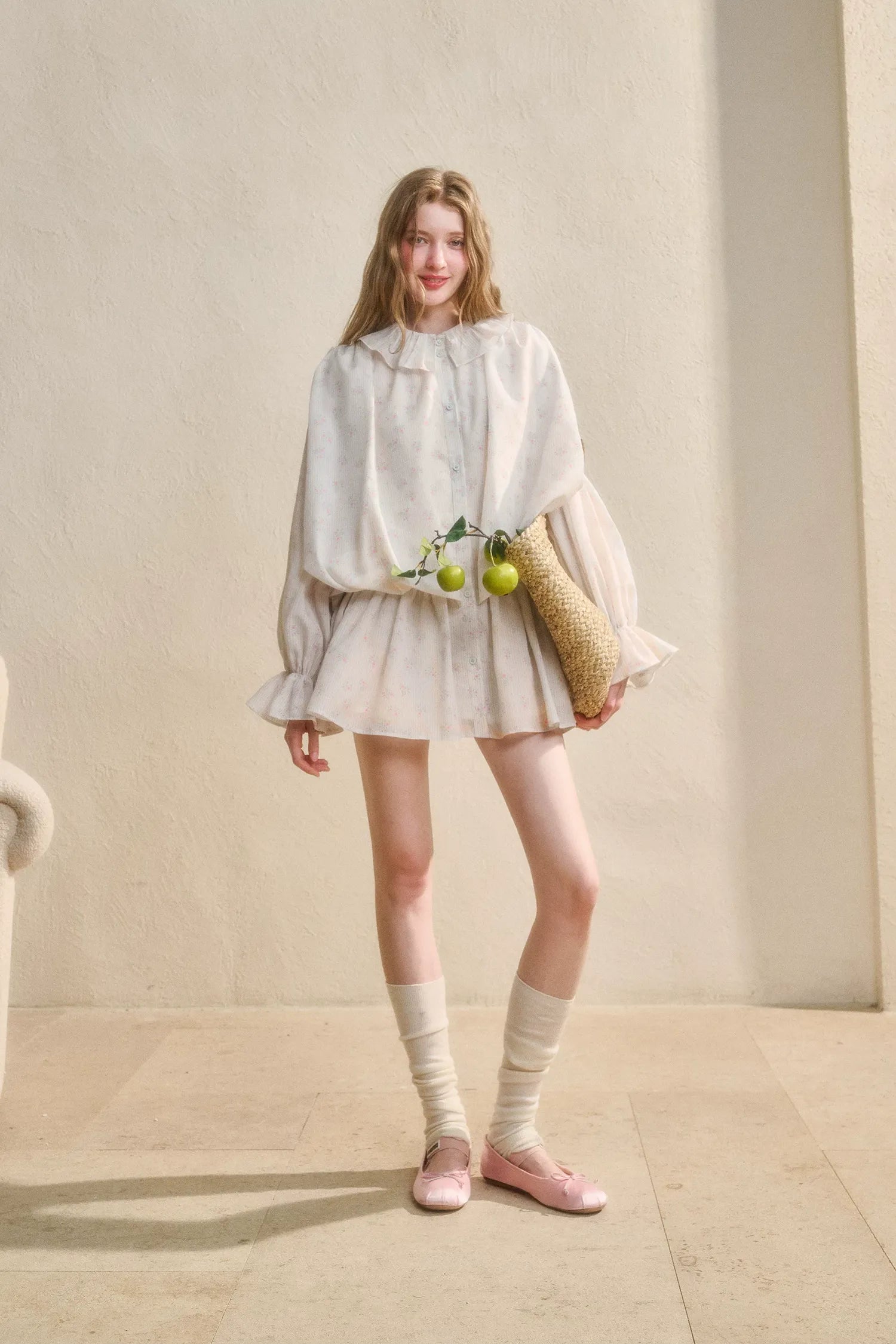 Floral Ruffle Shirt Dress