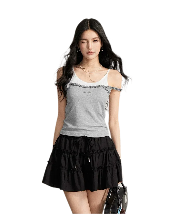 Lace Tiered Mini Skirt