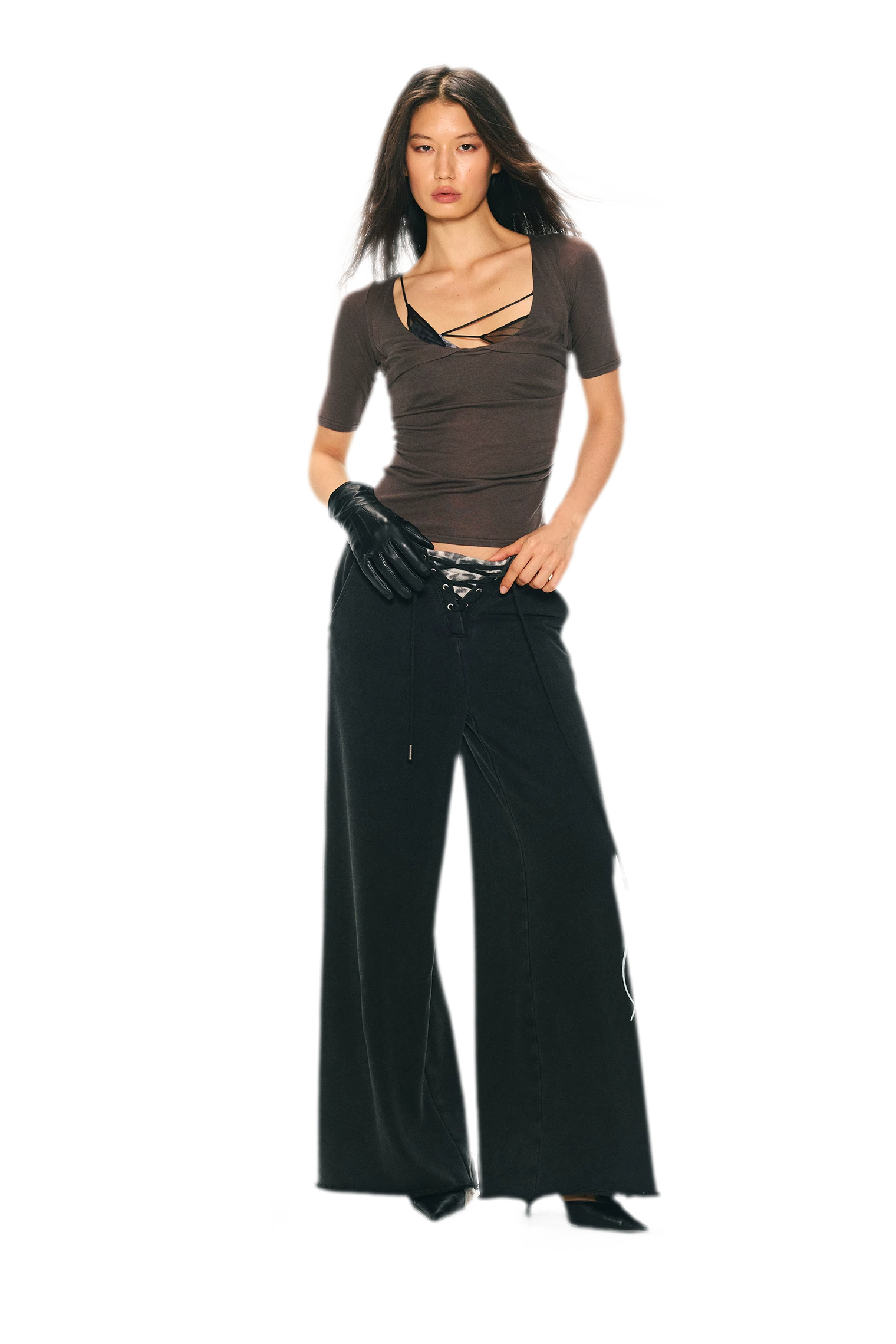 Vintage Letter Print Wide-Leg Pants