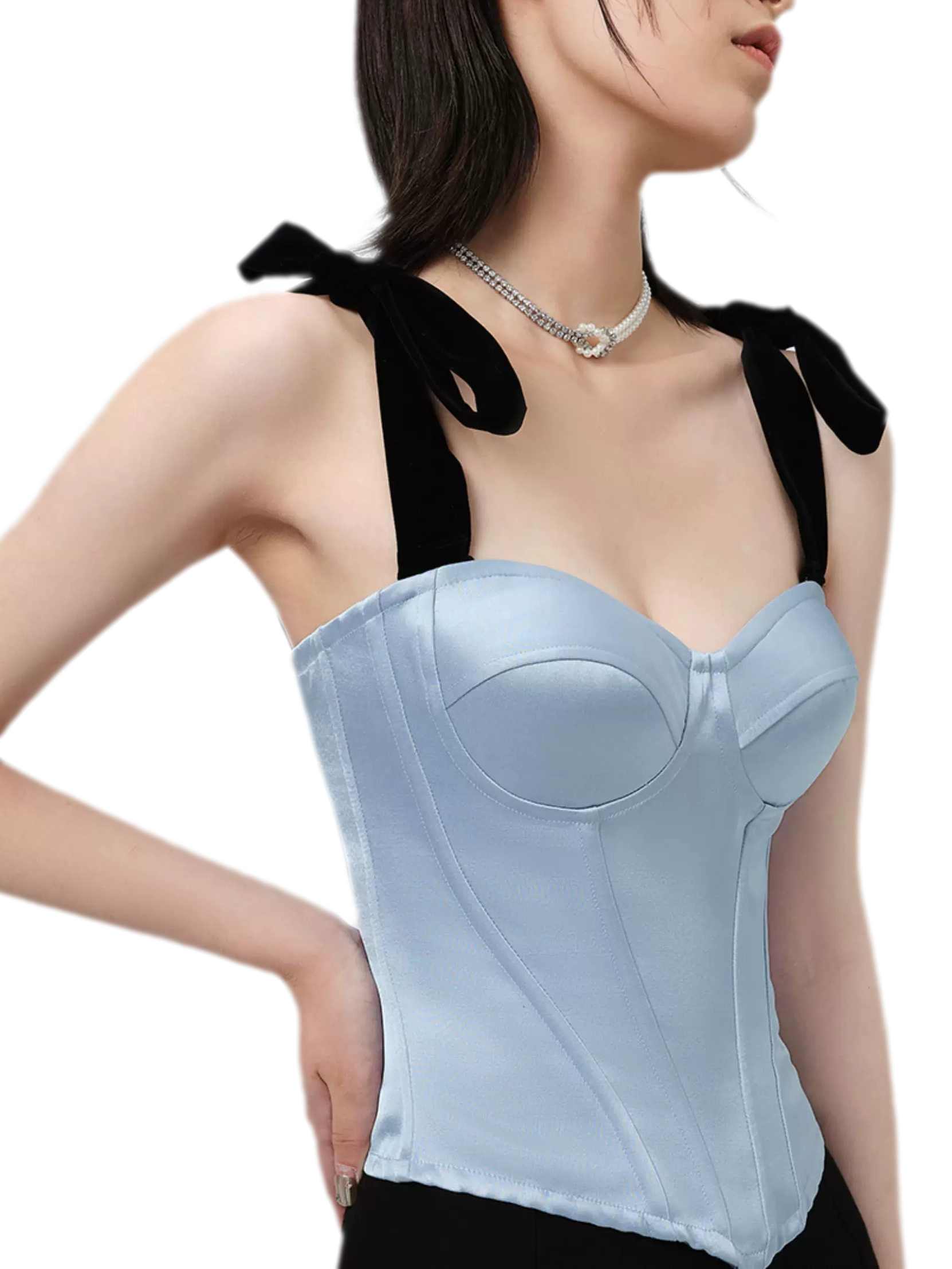 Velvet Bow Satin Corset