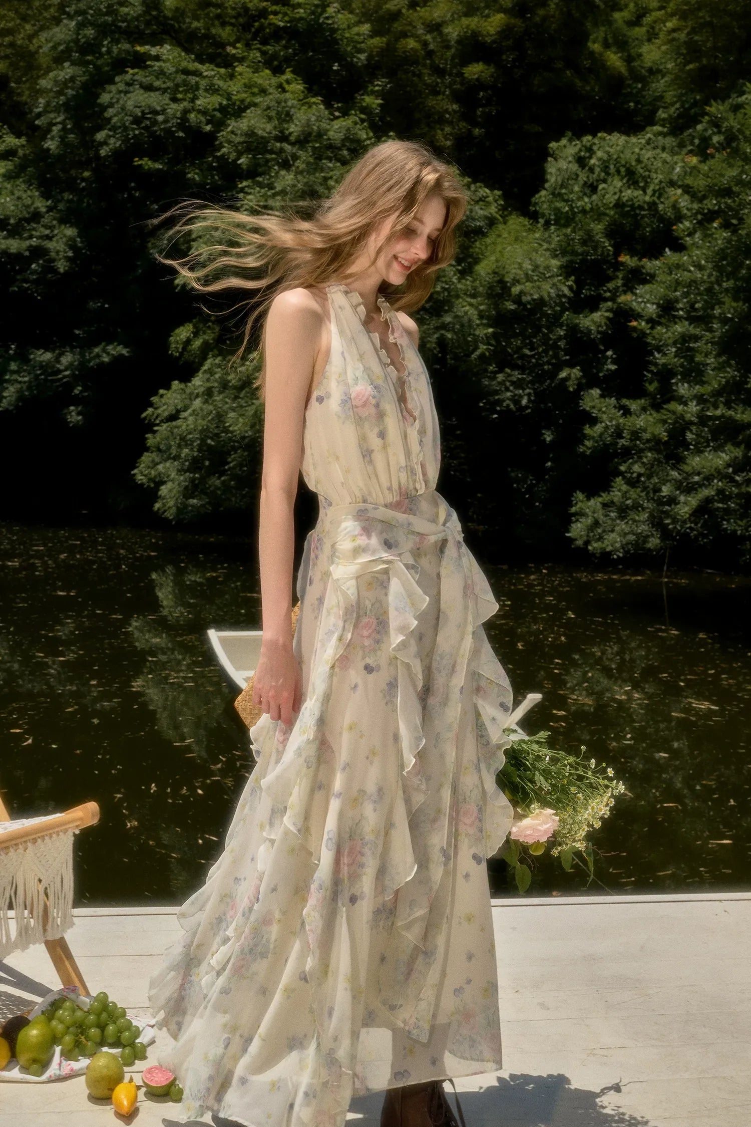 Blossom Ruffle Halter Dress
