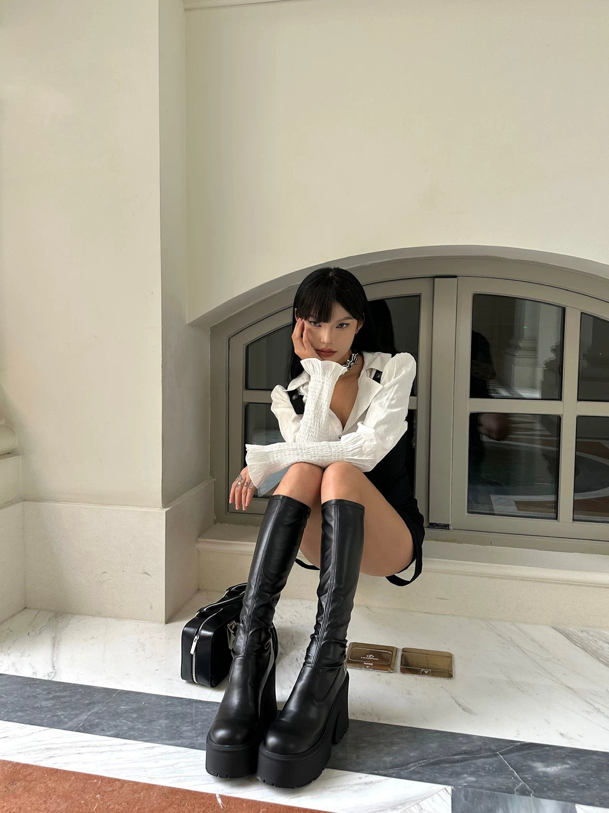 Stretch Platform Ankle Boots