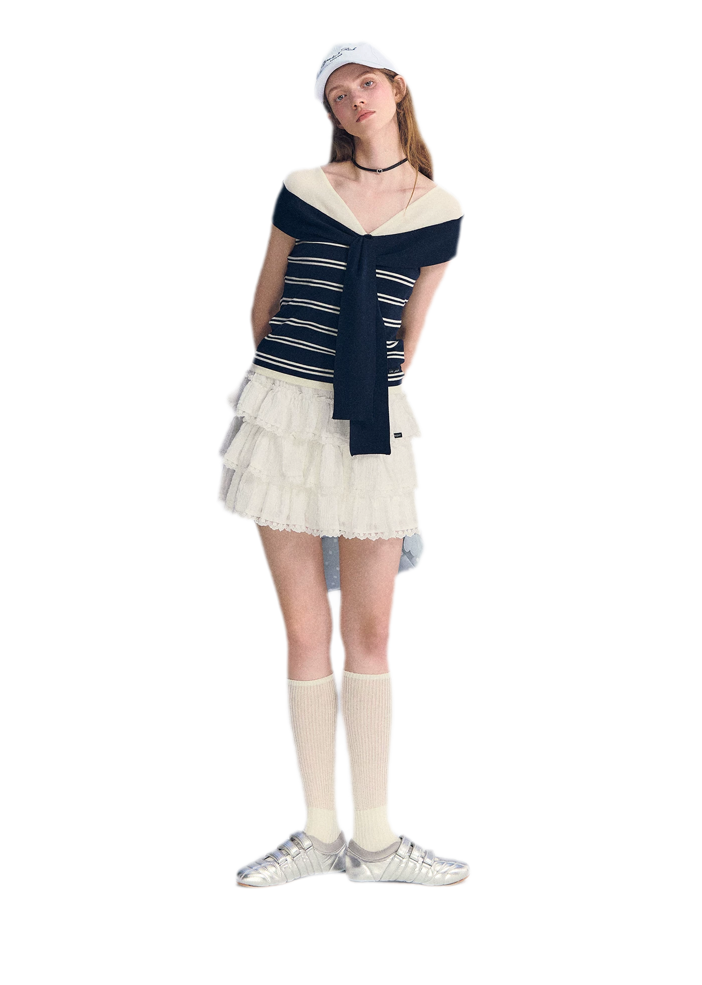 Colorblock Off-Shoulder Tee