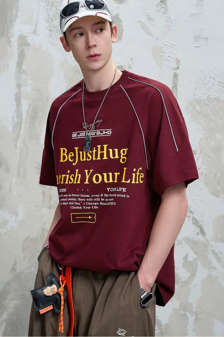 240-중량 래글런 그래픽 티셔츠