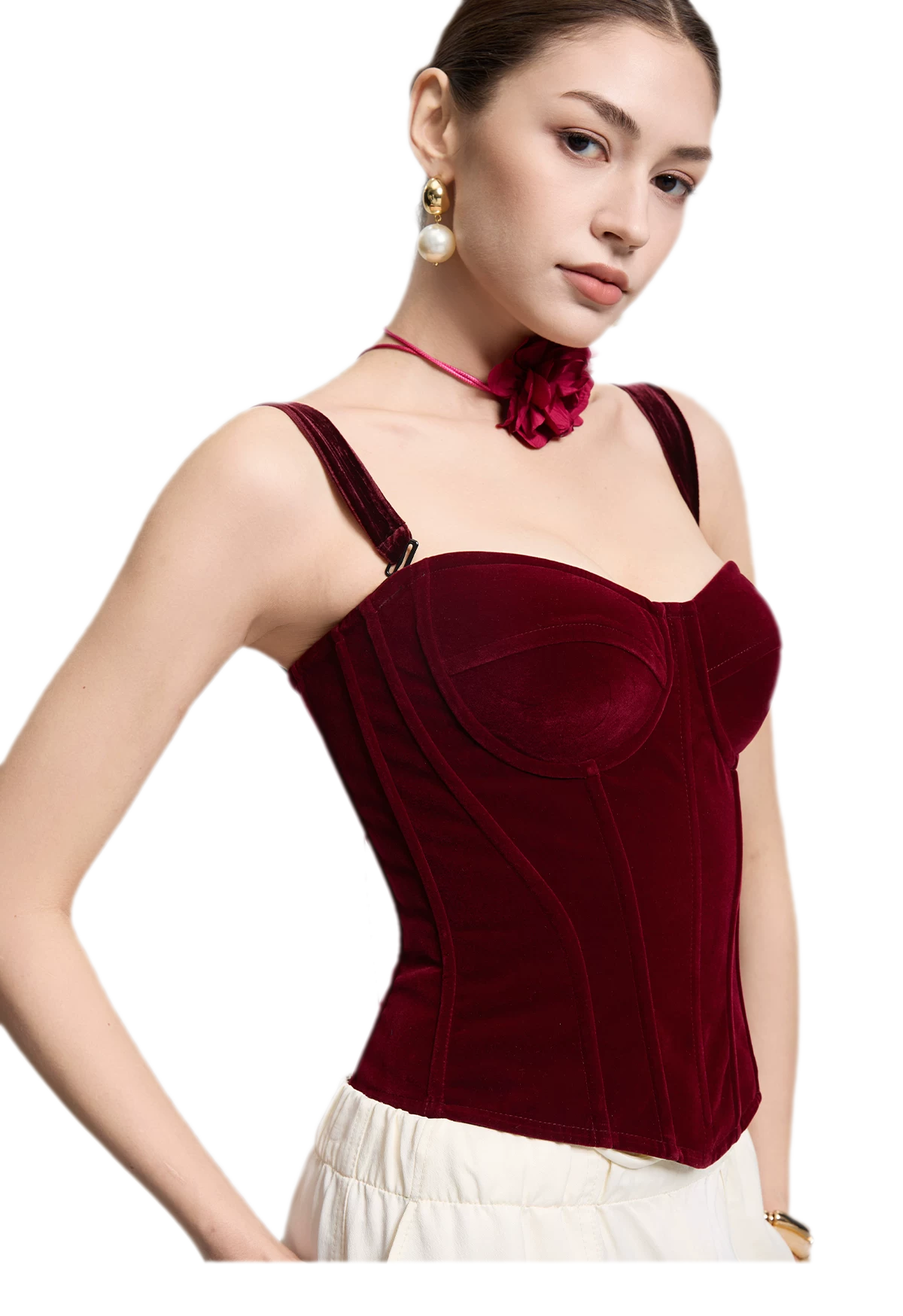 Velvet Boned Corset Top