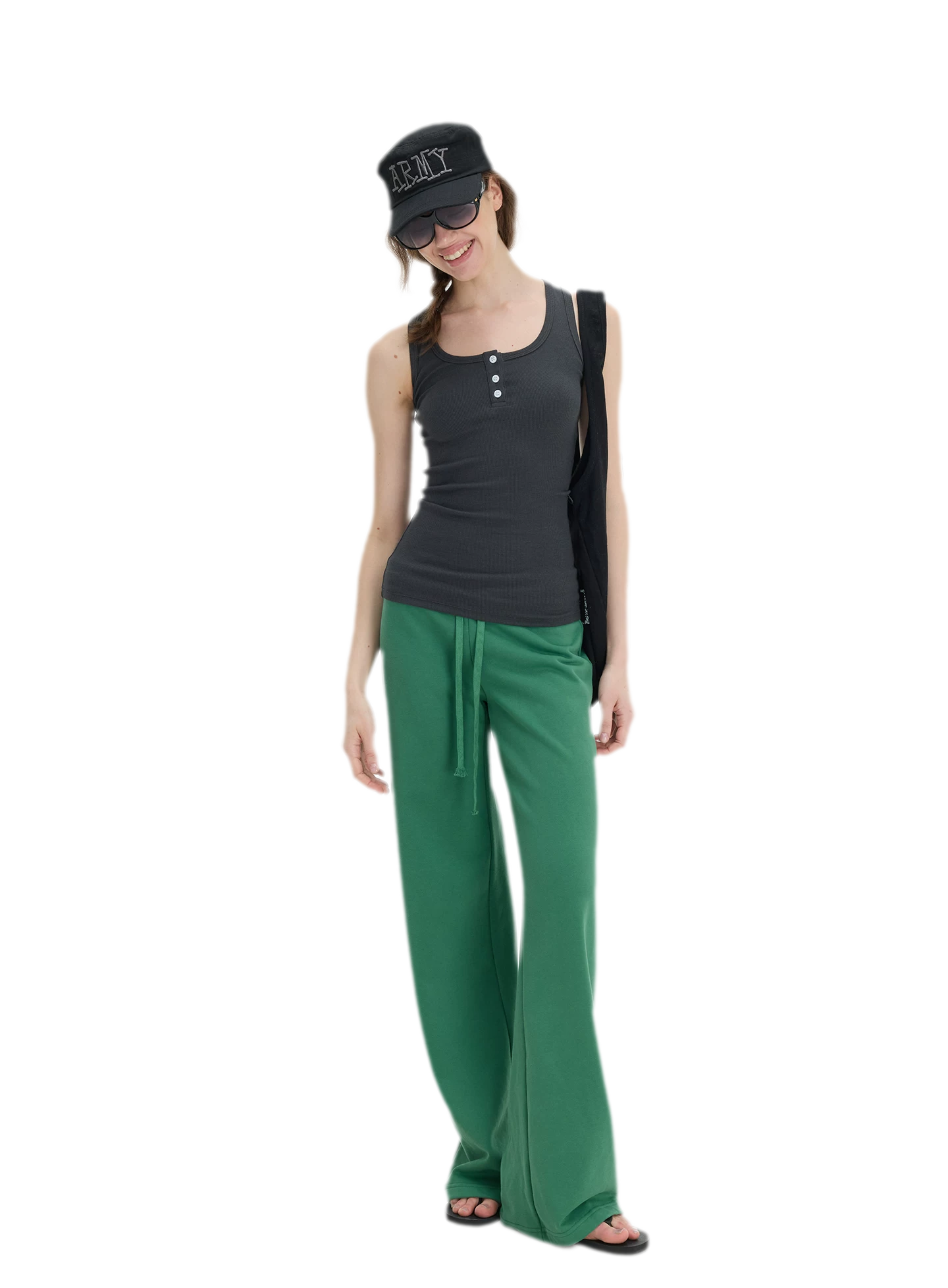 Washed Ribbed Low-Rise Sweatpants