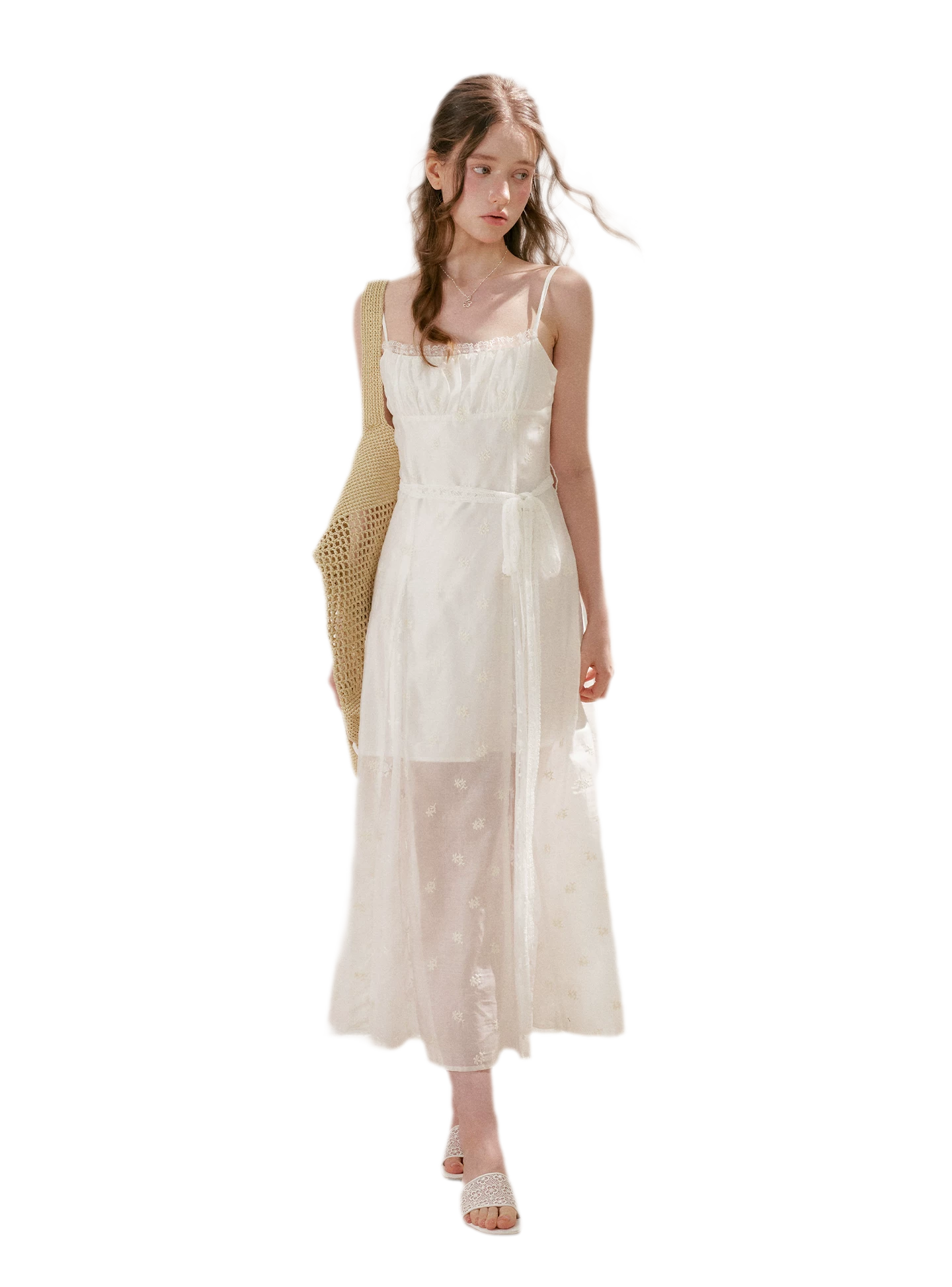 French Embroidered A-line Dress