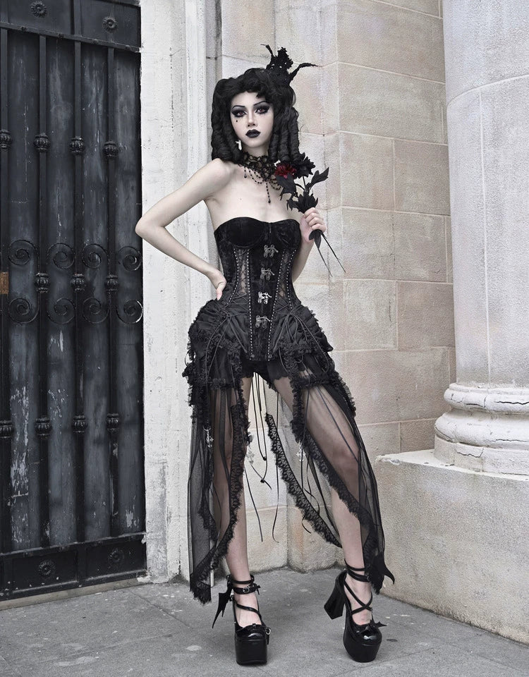 Áo corset bustier nhung lồng chim