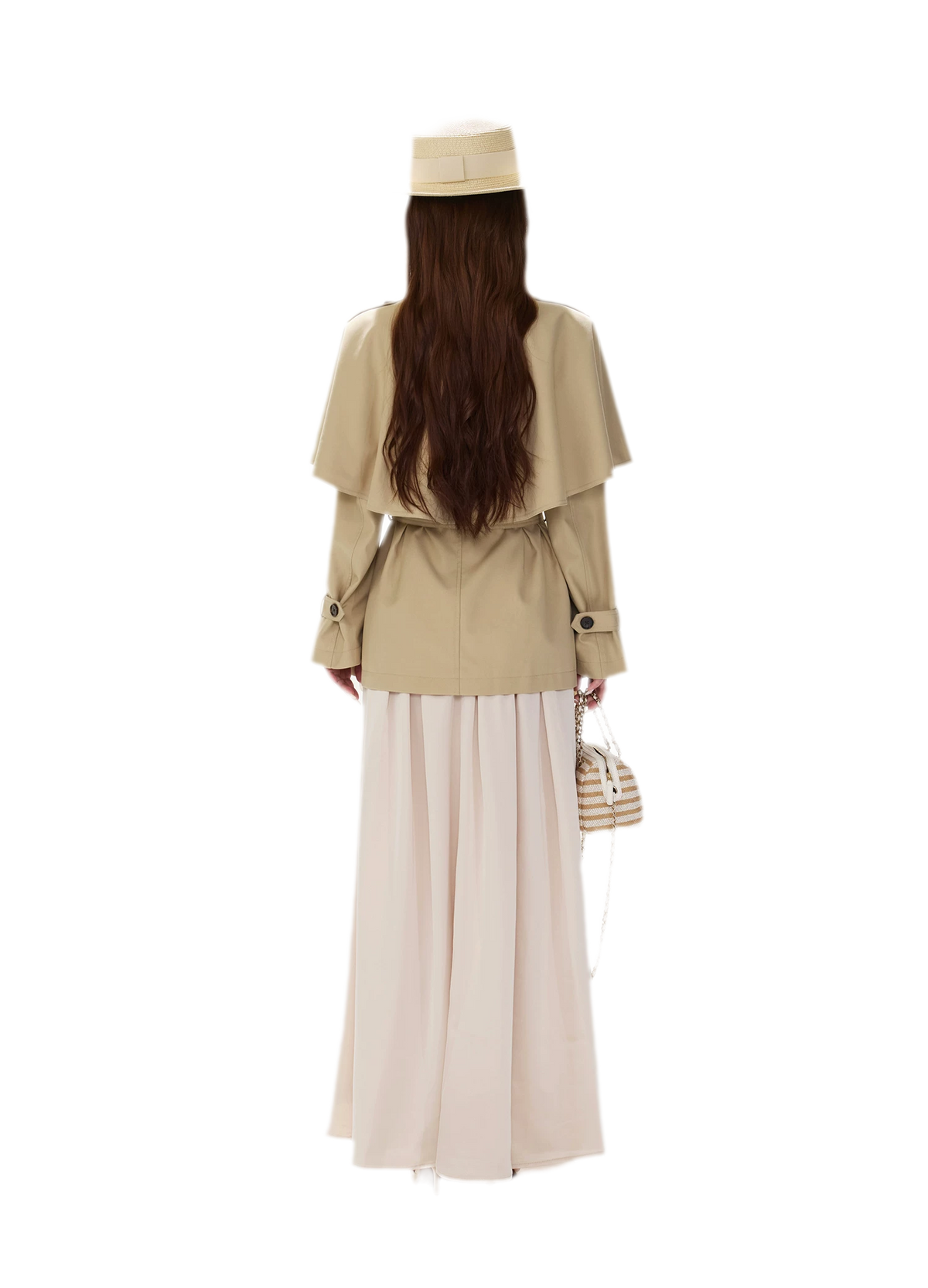 Áo khoác trench cape vải twill