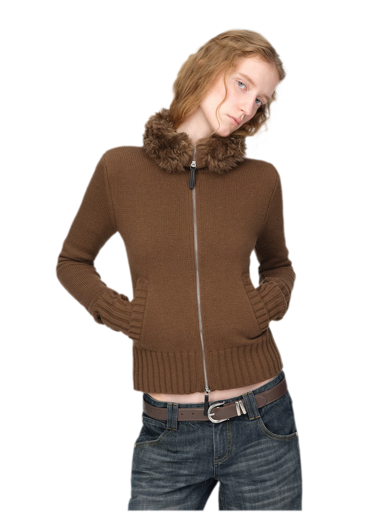 Wool Ribbed Fitted Cardigan