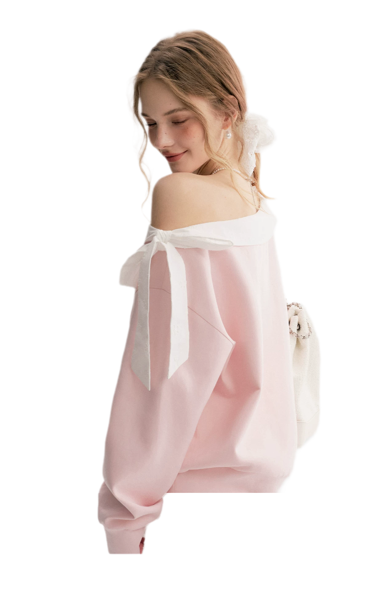 Balletcore Lace Collar Sweatshirt