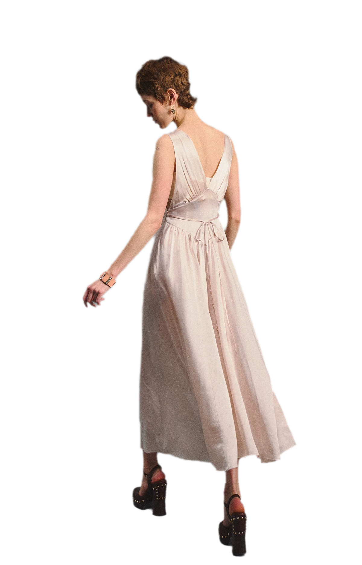 Lace Tie Satin Dress