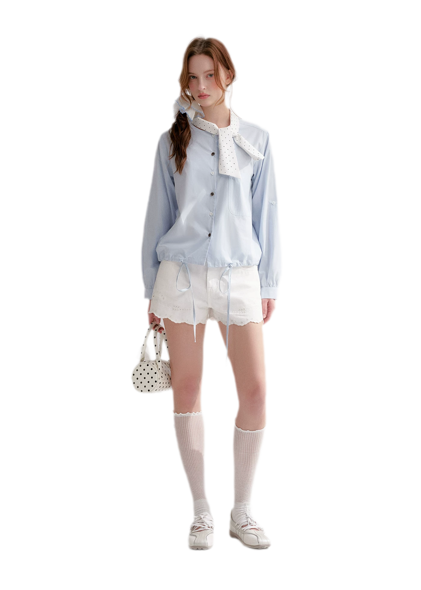 Eyelet Embroidered Denim Shorts