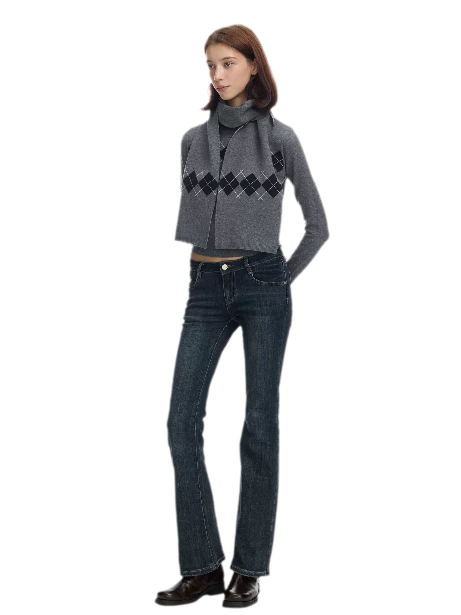Argyle Waist-Shaped Sweater Set