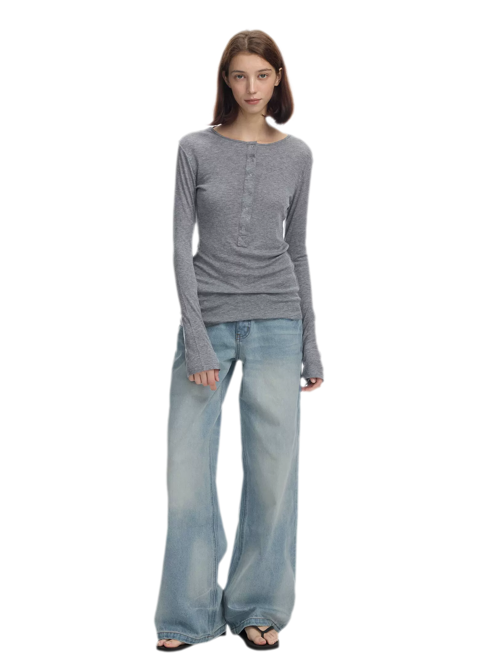 Lyocell Wool Six-Button Henley