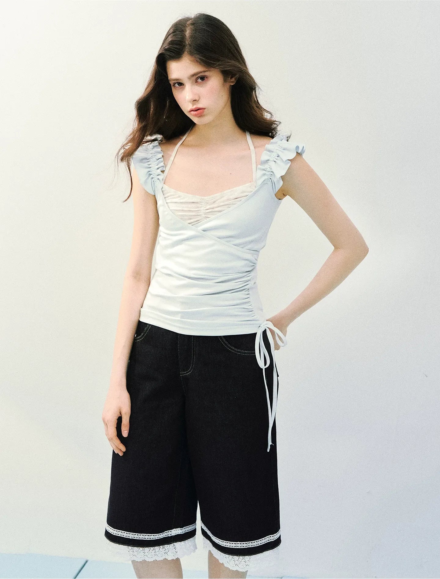 Two-in-One Ruffle Sleeve T-Shirt