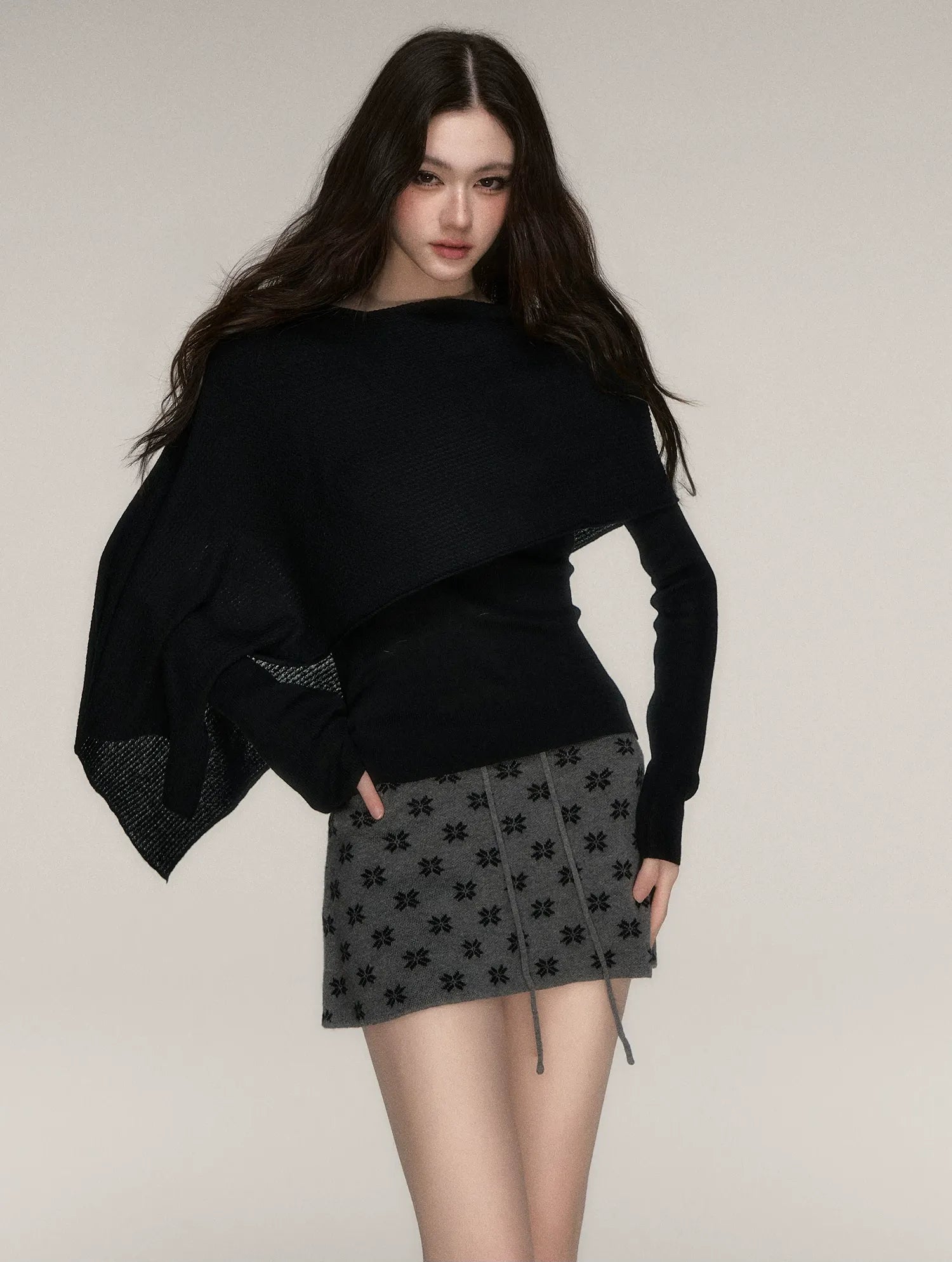 Stretch Shawl Cape Sweater