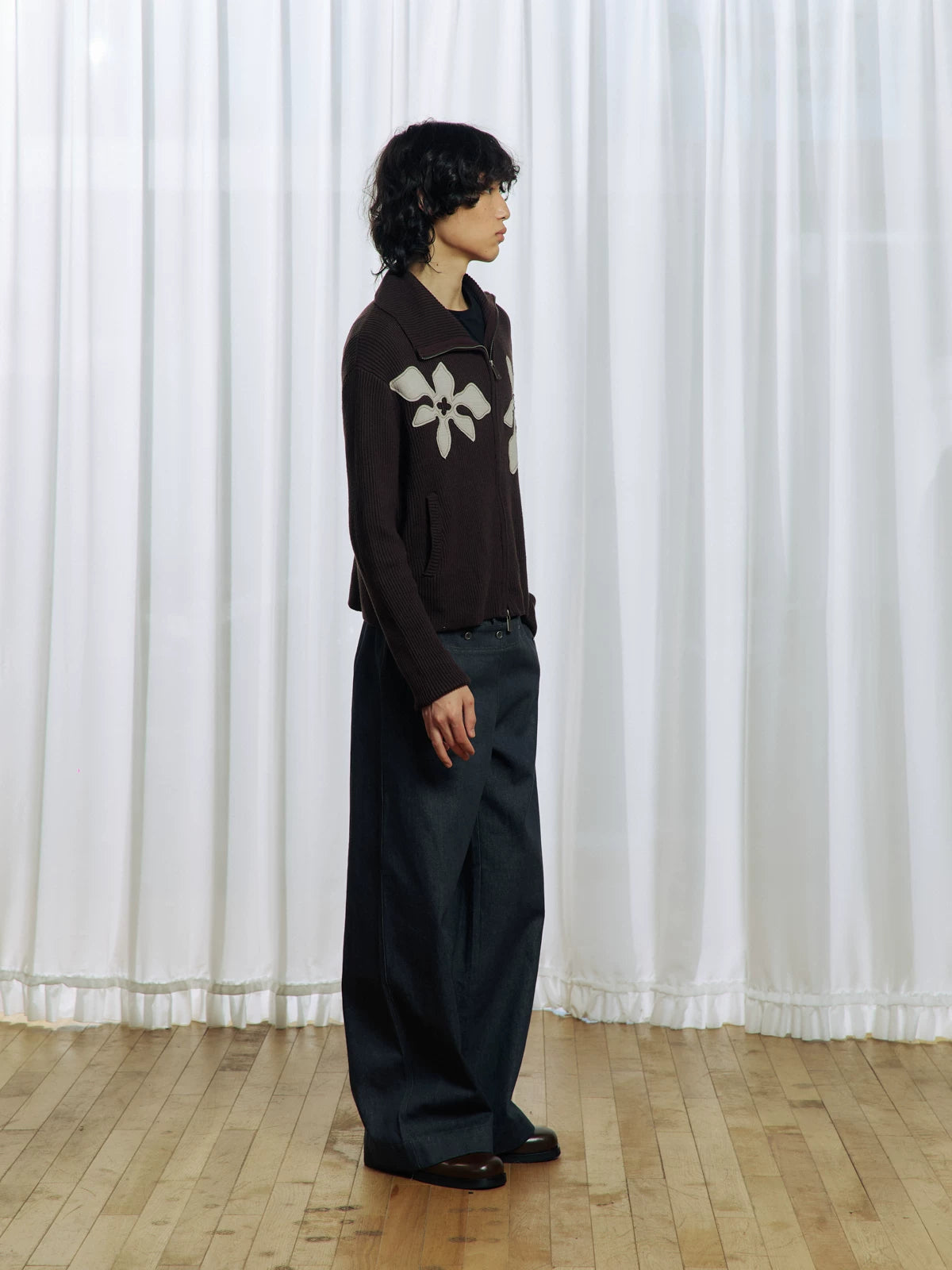 Appliqué Zip-Up Knit Jacket