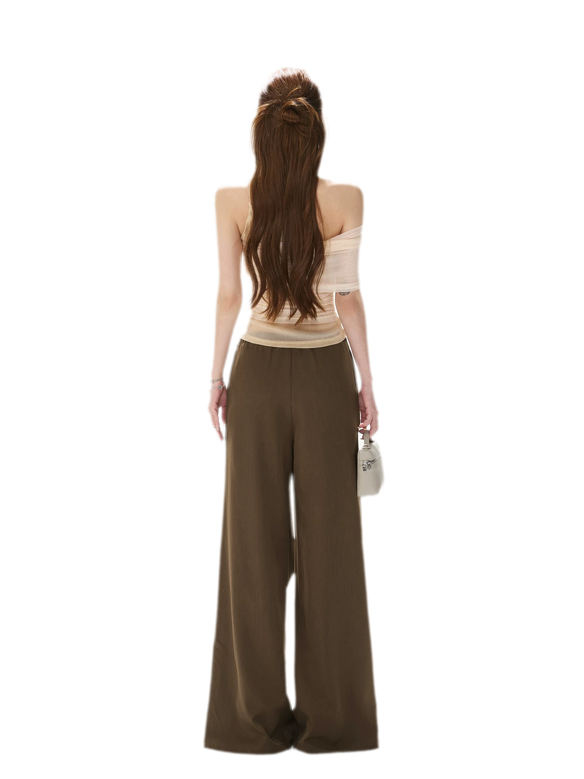 Beaded Ruched Mesh Top