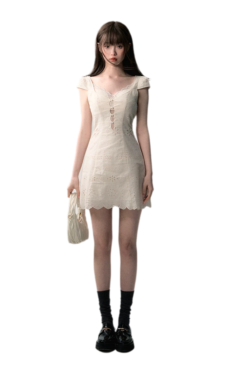 Broderie Lace Midi Dress